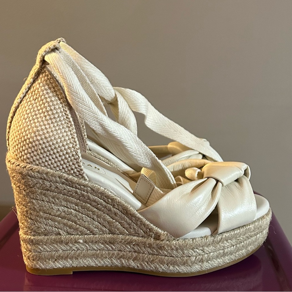 Cole Haan Cloudfeel Hampton Wedge Jute Heel Leather Sandals - Picture 4 of 16